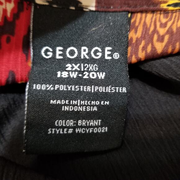 George Women's Crinkle Blouse w/Attached Cami Multicolor 3/4 Sleeves Size 2X-VTG - Picture 9 of 10